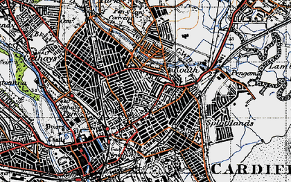 Old map of Roath in 1947
