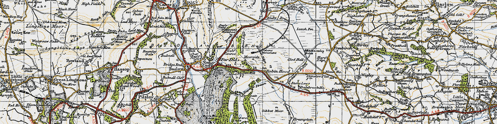 Old map of Birchen Edge in 1947
