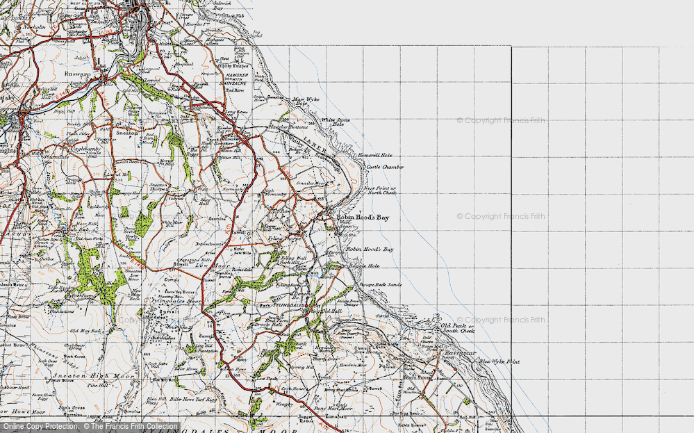 Old Map of Historic Map covering Boggle Hole in 1947