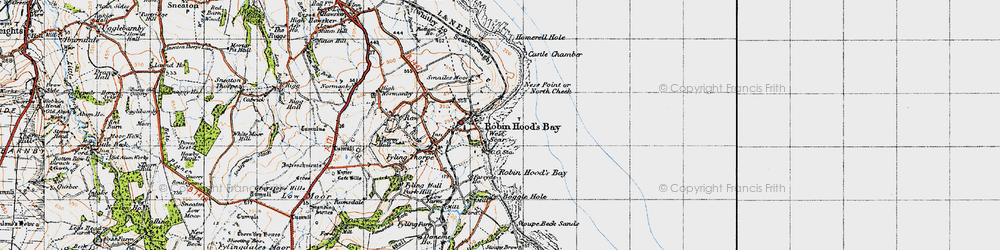 Old map of Robin Hood's Bay in 1947