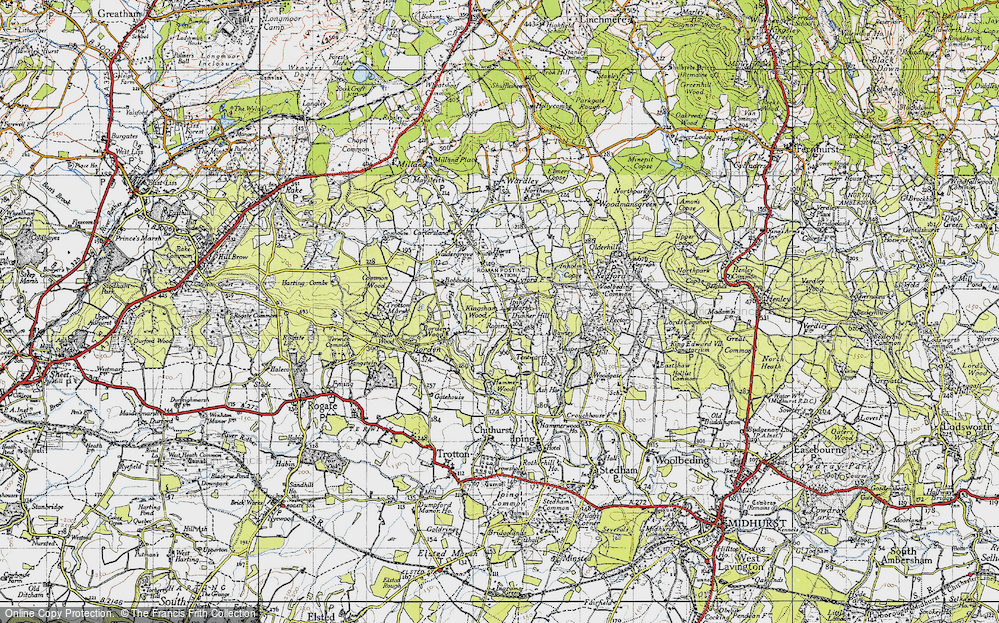 Old Map of Historic Map covering Borden Wood in 1945