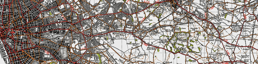 Old map of Roby in 1947