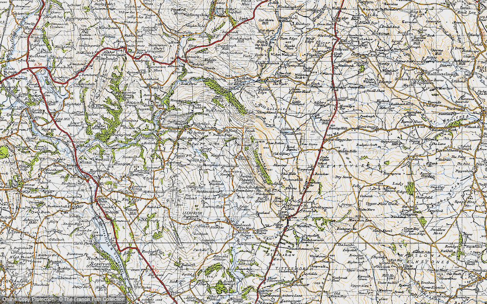 Old Map of Historic Map covering Brownsett in 1947