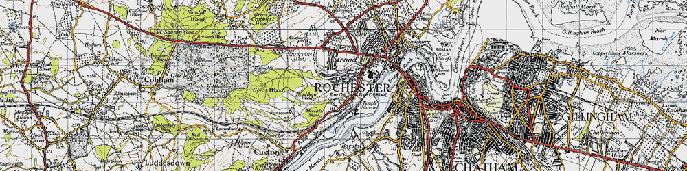 Old map of Rochester in 1946