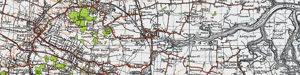 Old map of Rochford in 1945