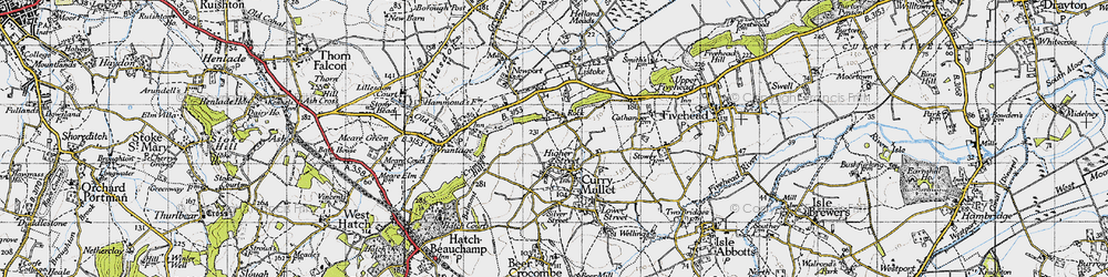 Old map of Rock in 1945