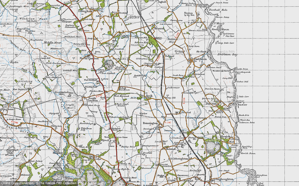 Old Map of Historic Map covering Christon Bank in 1947