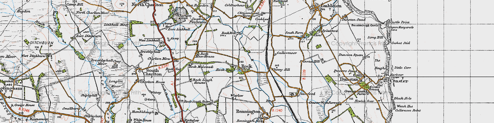 Old map of Whinny Hill in 1947