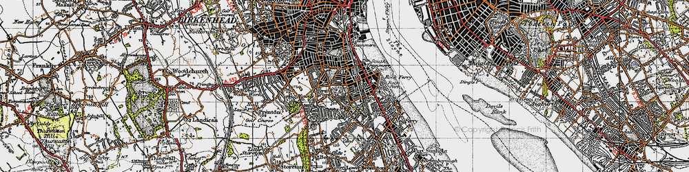 Old map of Rock Ferry in 1947