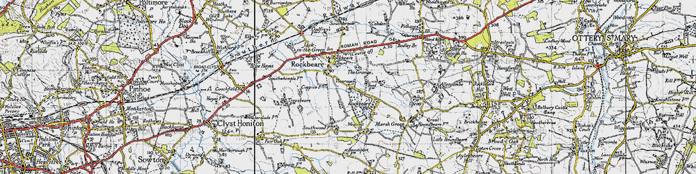 Old map of Rockbeare in 1946