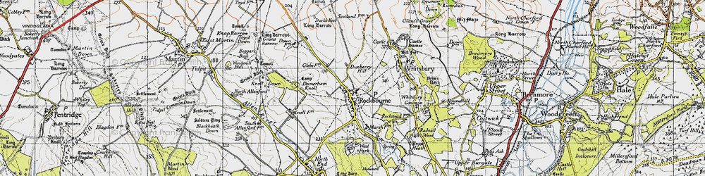 Old map of Rockbourne in 1940