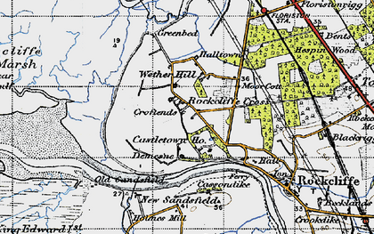Old map of Rockcliffe Cross in 1947