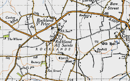 Old map of Rockland All Saints in 1946