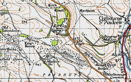 Old map of Barton Down in 1940