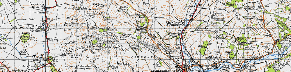 Old map of Manton Down in 1940