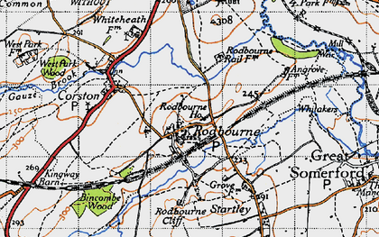 Old map of Rodbourne in 1947