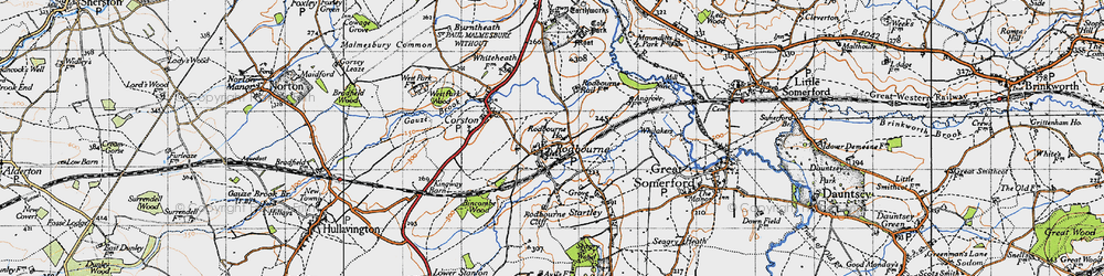Old map of Rodbourne in 1947