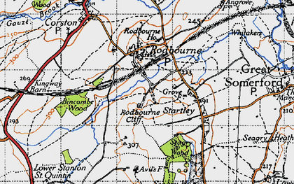 Old map of Rodbourne Bottom in 1947