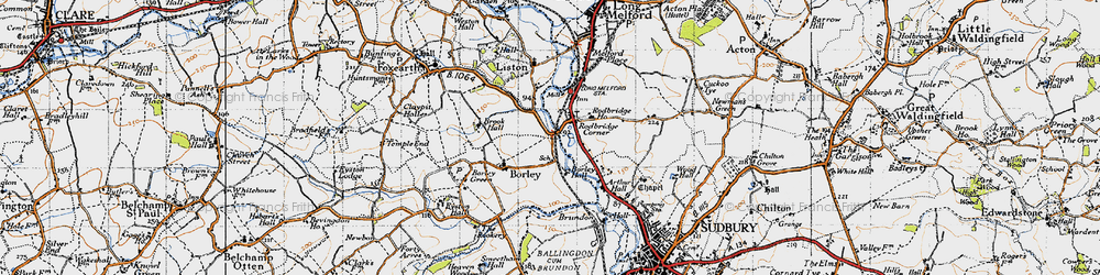 Old map of Rodbridge Corner in 1946