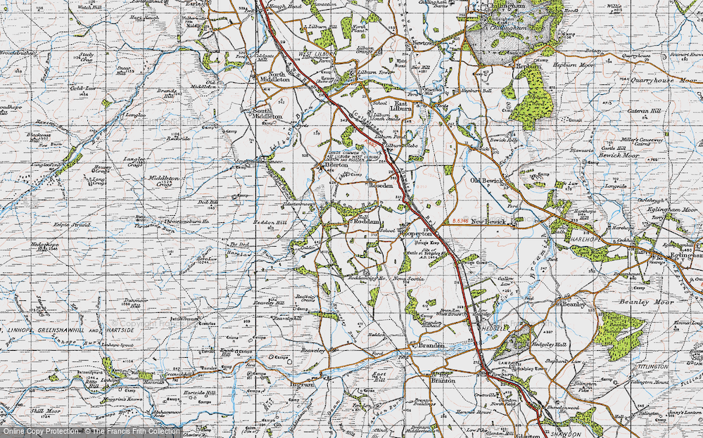 Old Map of Roddam, 1947 in 1947