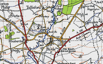 Old map of Rode Hill in 1946