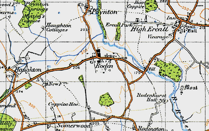 Old map of Roden in 1947
