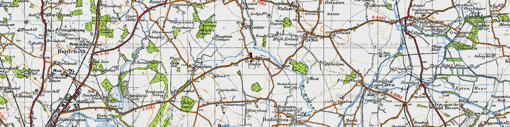 Old map of Roden in 1947