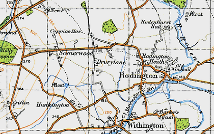 Old map of Rodington Heath in 1947