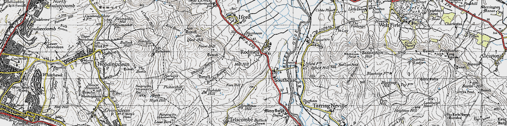 Old map of Rodmell in 1940