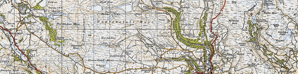 Old map of Alcomden Water in 1947