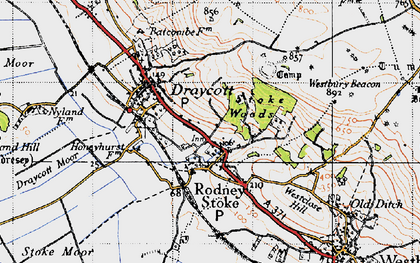 Old map of Rodney Stoke in 1946