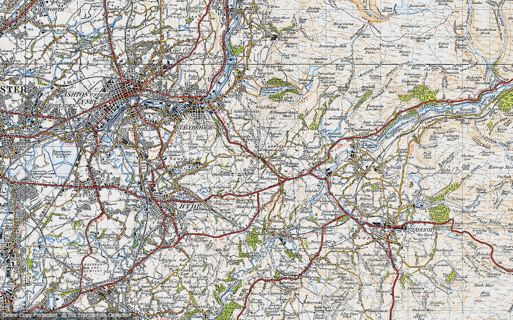 Old Map of Roe Cross, 1947 in 1947