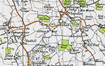 Old map of Roe Green in 1946