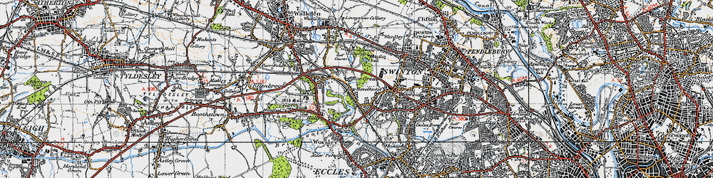 Old map of Roe Green in 1947
