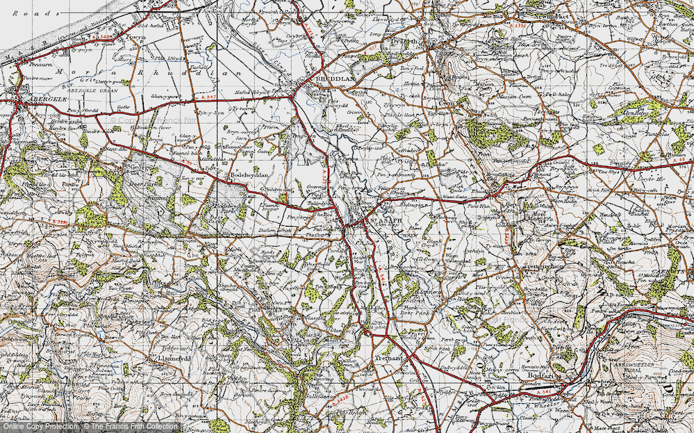 Old Map of Historic Map covering Bryn-Polyn in 1947