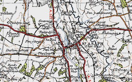 Old map of Bryn Asaph in 1947