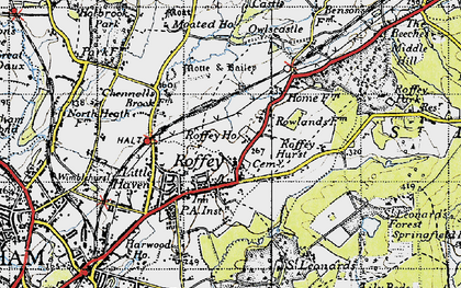 Old map of Roffey in 1940