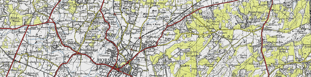 Old map of Roffey in 1940
