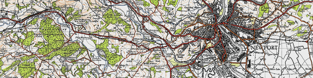 Old map of Rogerstone in 1947