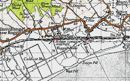 Old map of Rogiet in 1946