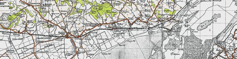 Old map of Rogiet in 1946