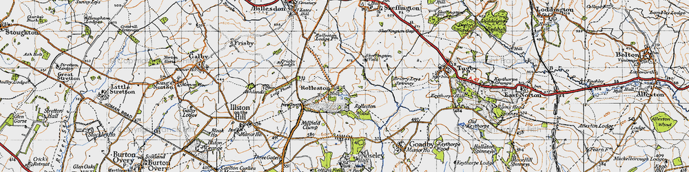 Old map of Rolleston in 1946