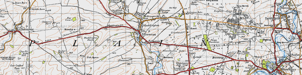 Old map of Rollestone in 1940