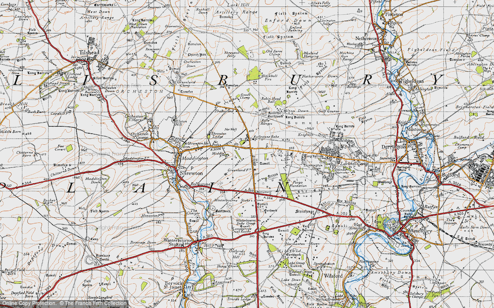 Old Map of Historic Map covering Winterbourne Stoke Down in 1940