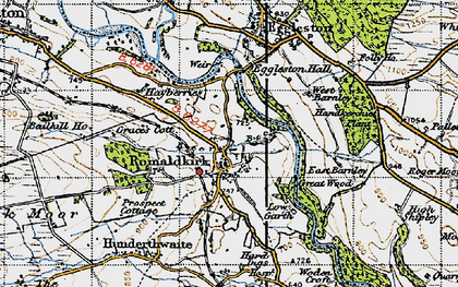 Old map of Romaldkirk in 1947