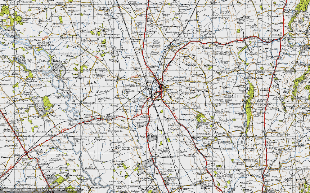 Old Map of Historic Map covering North Riding of Yorkshire in 1947