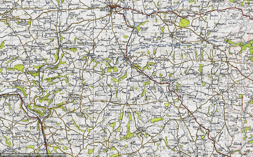 Old Map of Historic Map covering Broomham Moor in 1946