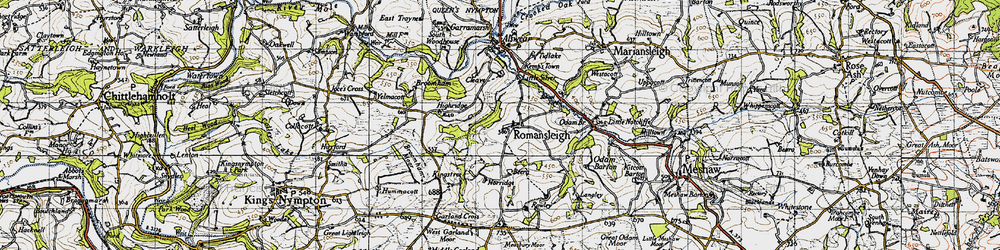 Old map of Romansleigh in 1946