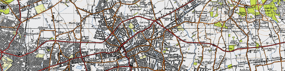 Old map of Romford in 1946