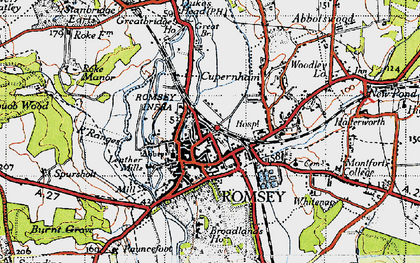 Old map of Romsey in 1945